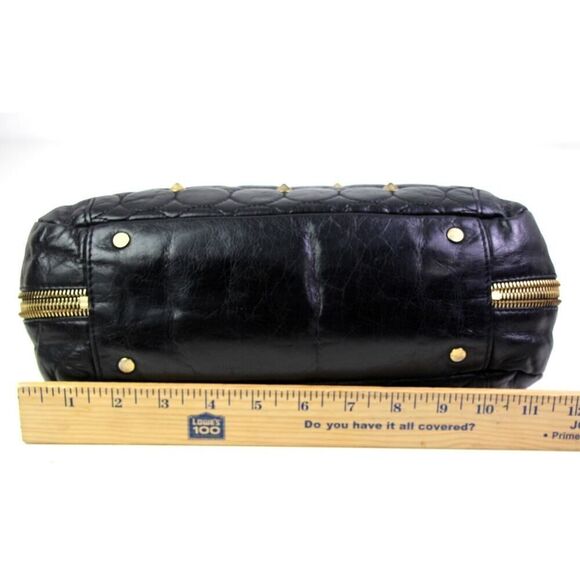 Rebecca Minkoff QUILTED BLACK GENUINE LEATHER STUDS CHAIN SHOULDER BAG PURSE - Picture 14 of 16